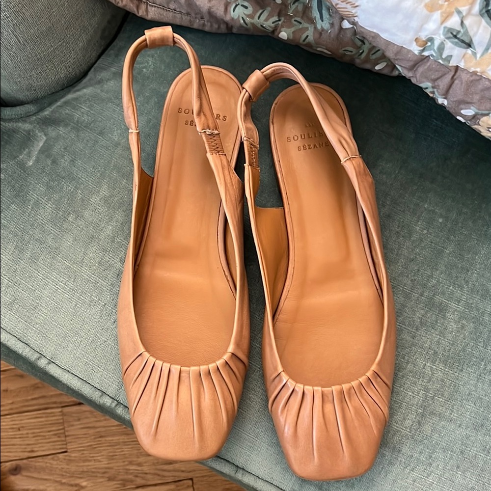 Sezane Mustard Tan Slingback Ballet Flats - Picture 6 of 7